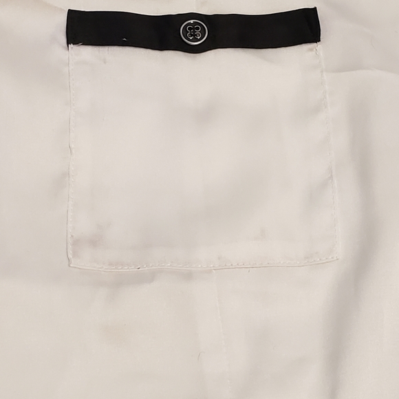 Penningtons Shiny White Button Down Top with Black Edging - Picture 16 of 16